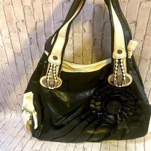 Black and white floral purse